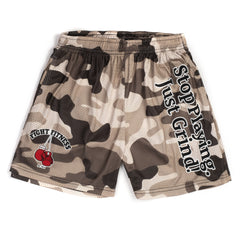 Motivational Camouflage Mesh Shorts 5” Brown