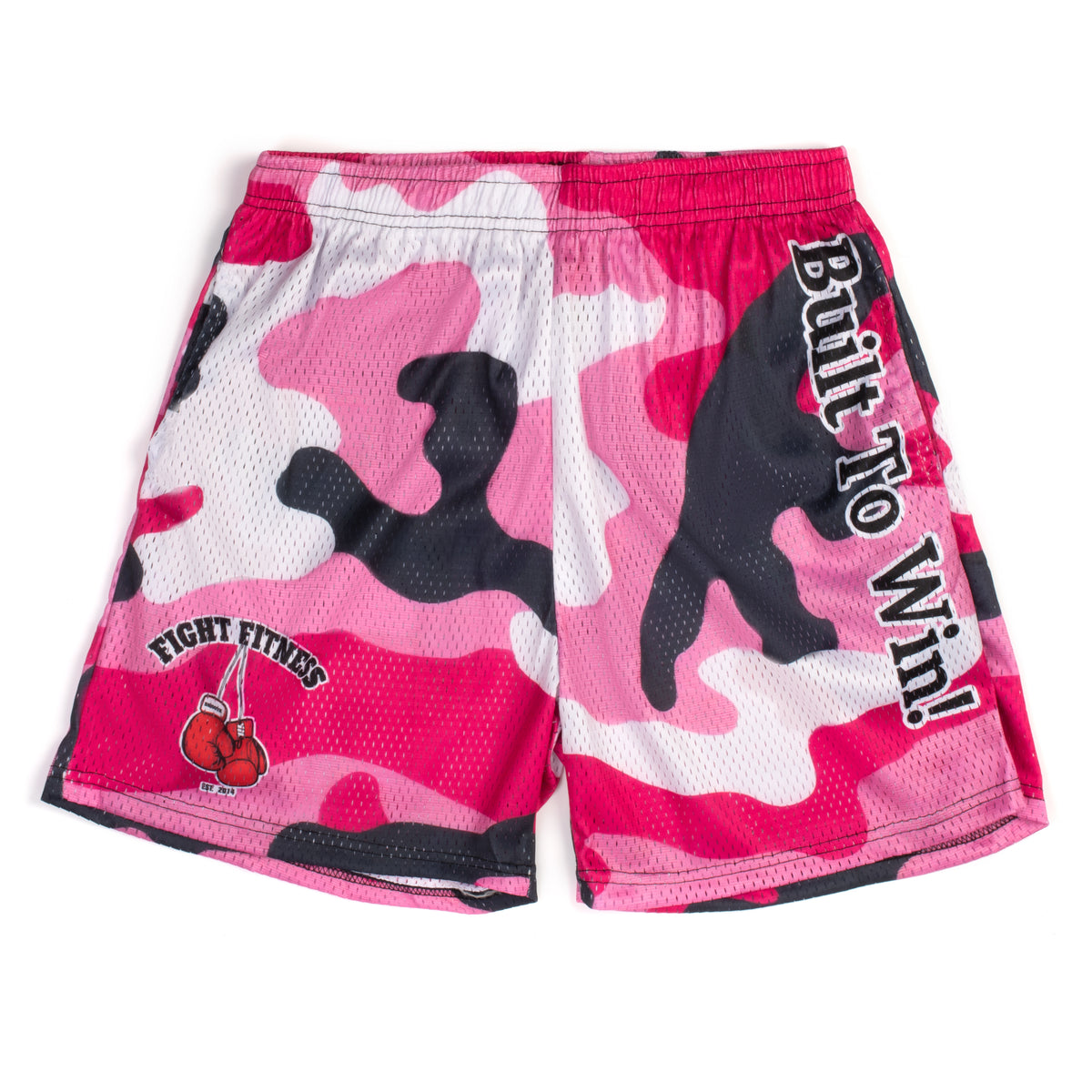 Motivational Camouflage Mesh Shorts 5” Pink